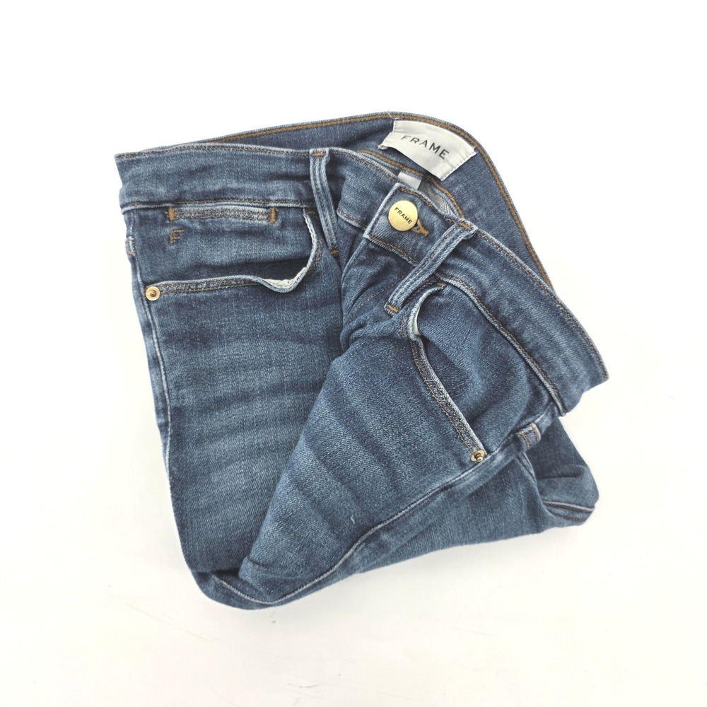 FRAME Le High Skinny Crop Jeans Med‎ Wash Denim Size 29 High Rise Stretch